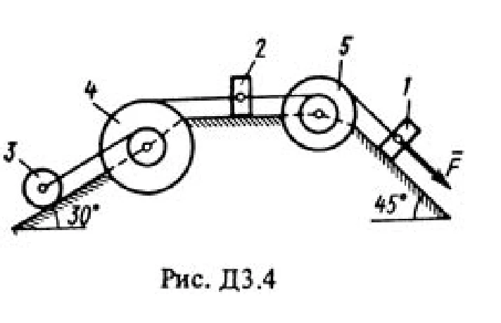 Решение задачи Д3 В45 (рис. 4 усл. 5) термех Тарг 1988