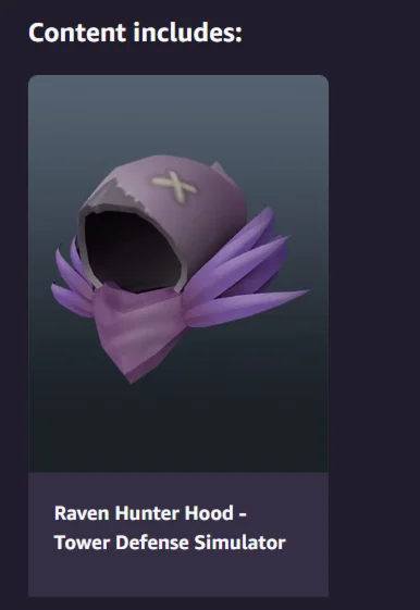 Roblox DLC: Raven Hunter Hood — Tower Defense