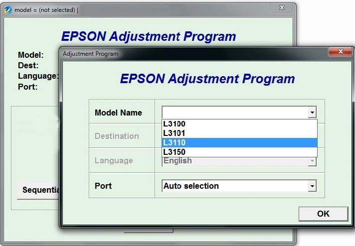 EPSON Adjustment Program Reset-L3100 L3101 L3110 L3150