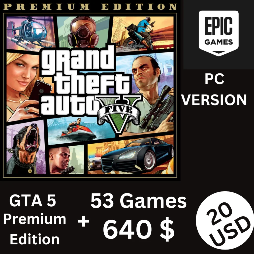 GTA 5 Premium Edition Online + 53 игры (640$) Итого
