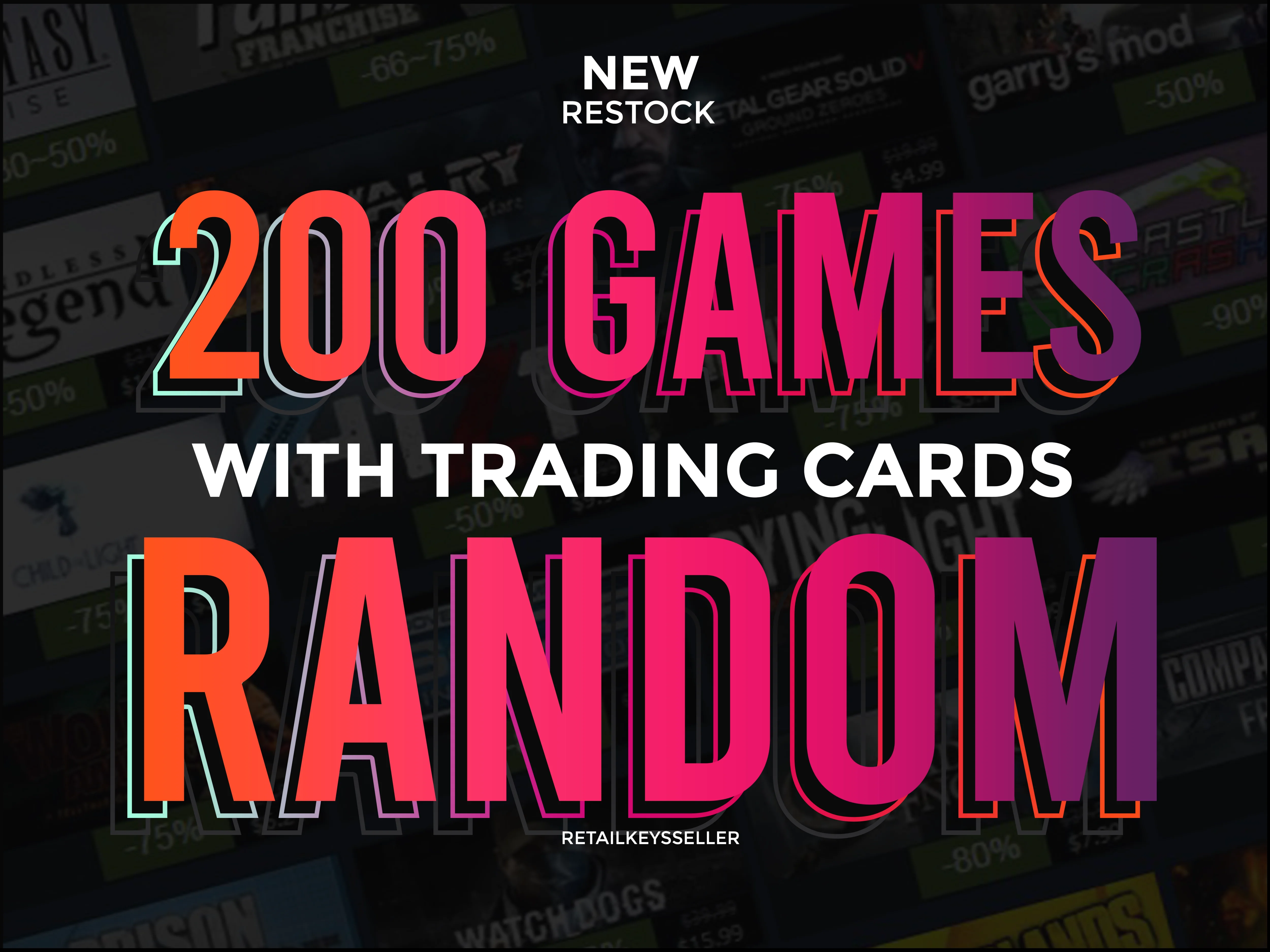 Рандомный Steam Ключ | 200 Стим Игр с Карточками 