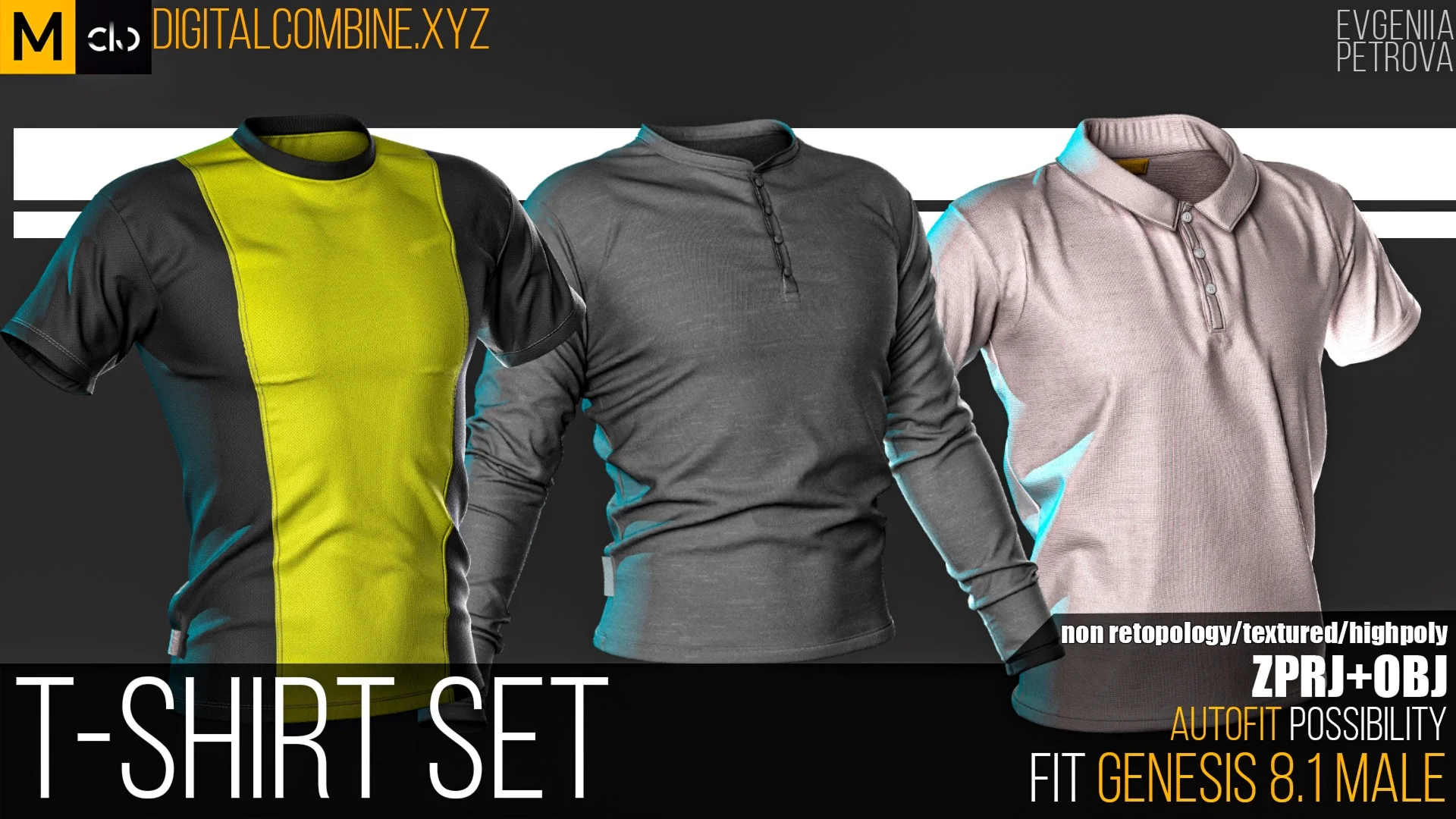 T-shirt SET. Marvelous designer HIGHPOLY projects.