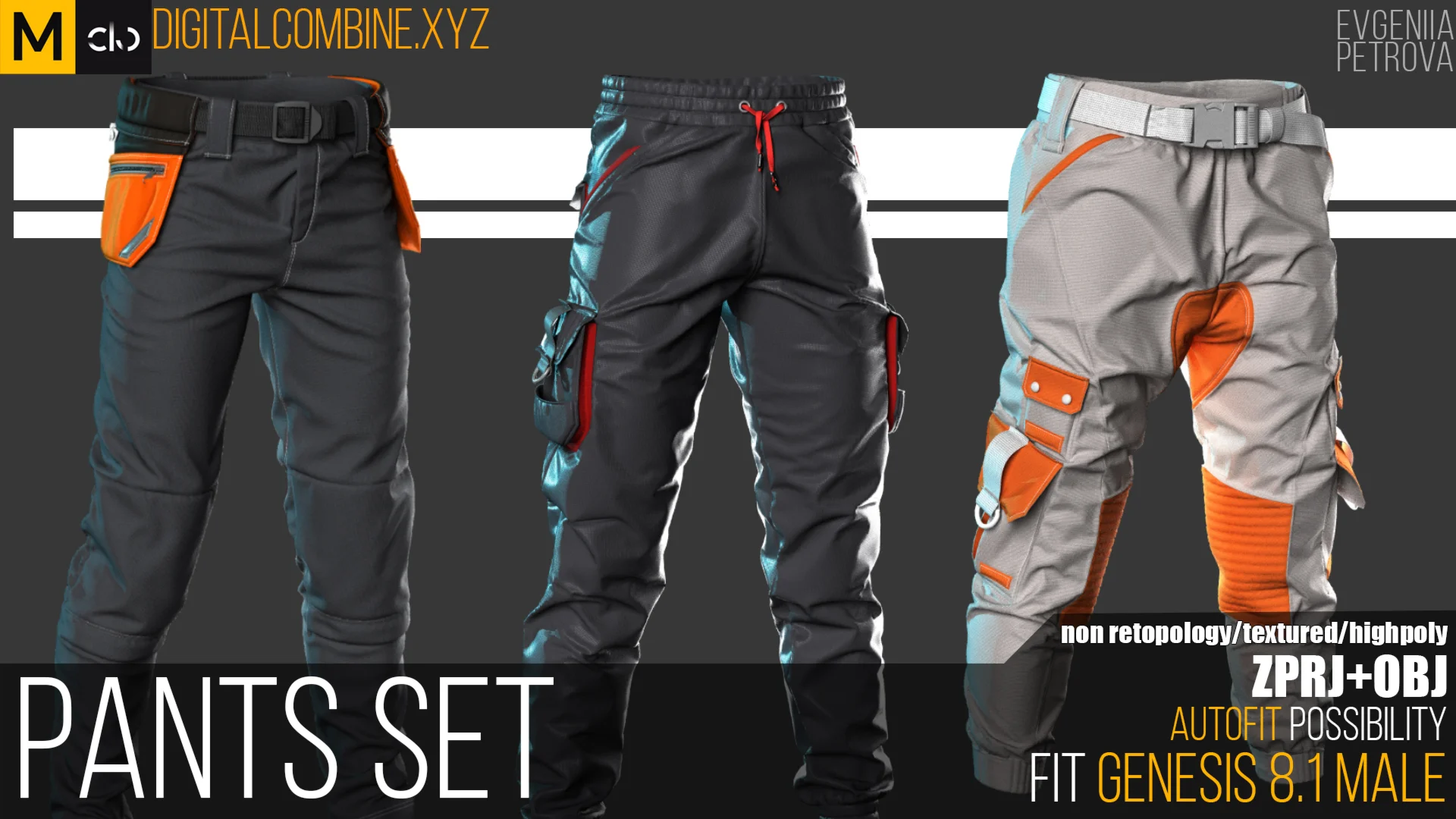 Pants SET. Marvelous designer HIGHPOLY projects.