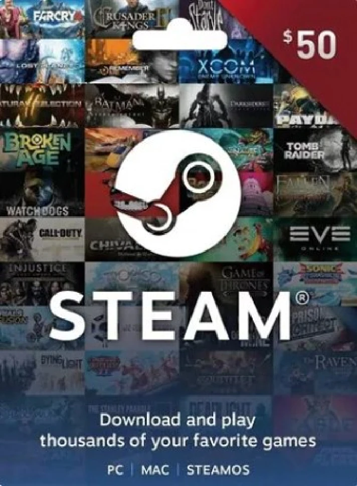 ✅ Steam Wallet Gift Card - $50 USD (USA) NO FEES