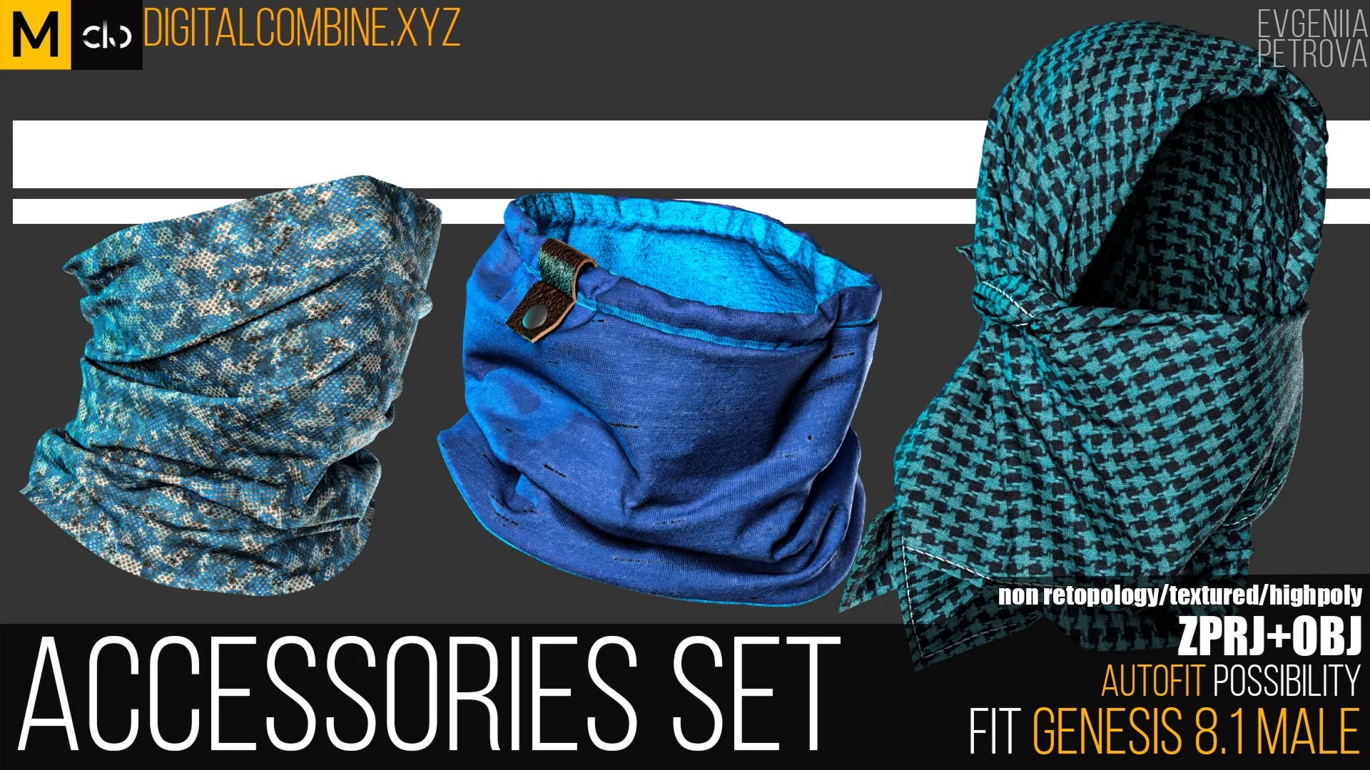 Accessories SET. Marvelous designer HIGHPOLY projects.