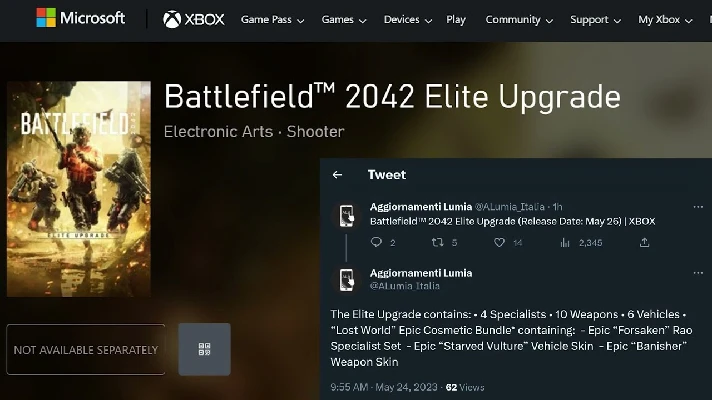 Battlefield 2042 Elite Upgrade Xbox One & Series X|S