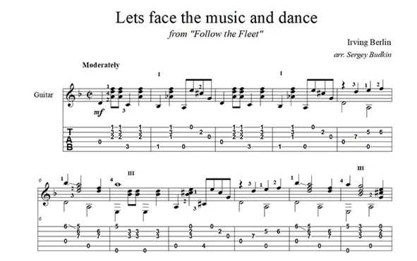 Let's Face the Music And Dance (И. Берлин) для гитары