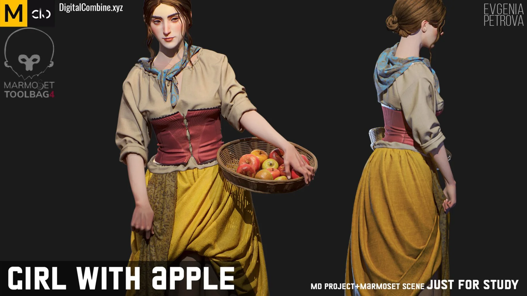 Girl with apple. MD project+Marmoset scene. Just for st