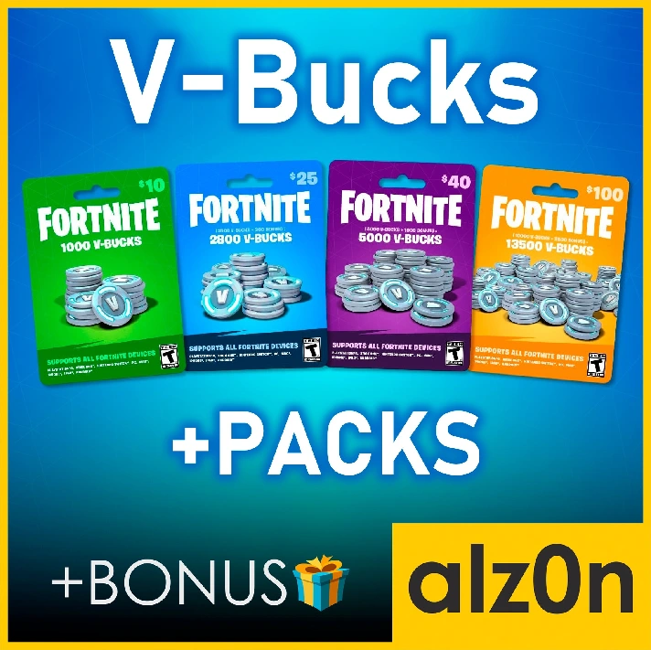 🟥Fortnite [V-Bucks 1000-13500 | Packs] + GIFT🎁