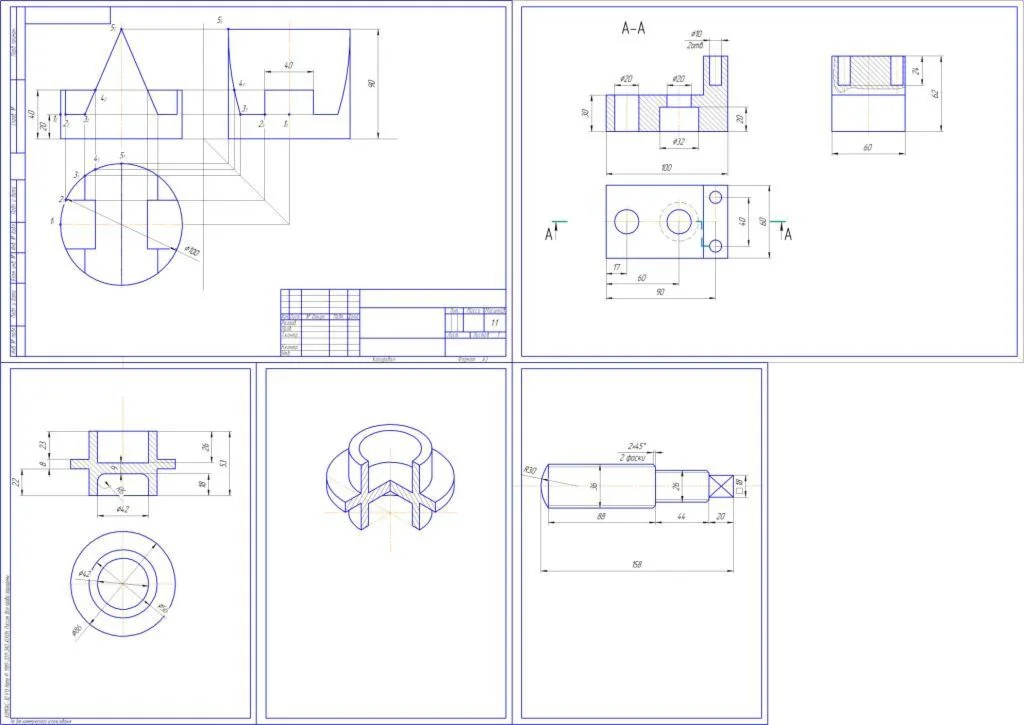 Контрольная работа по инженерной графике СИБГУТИ 4 вар.