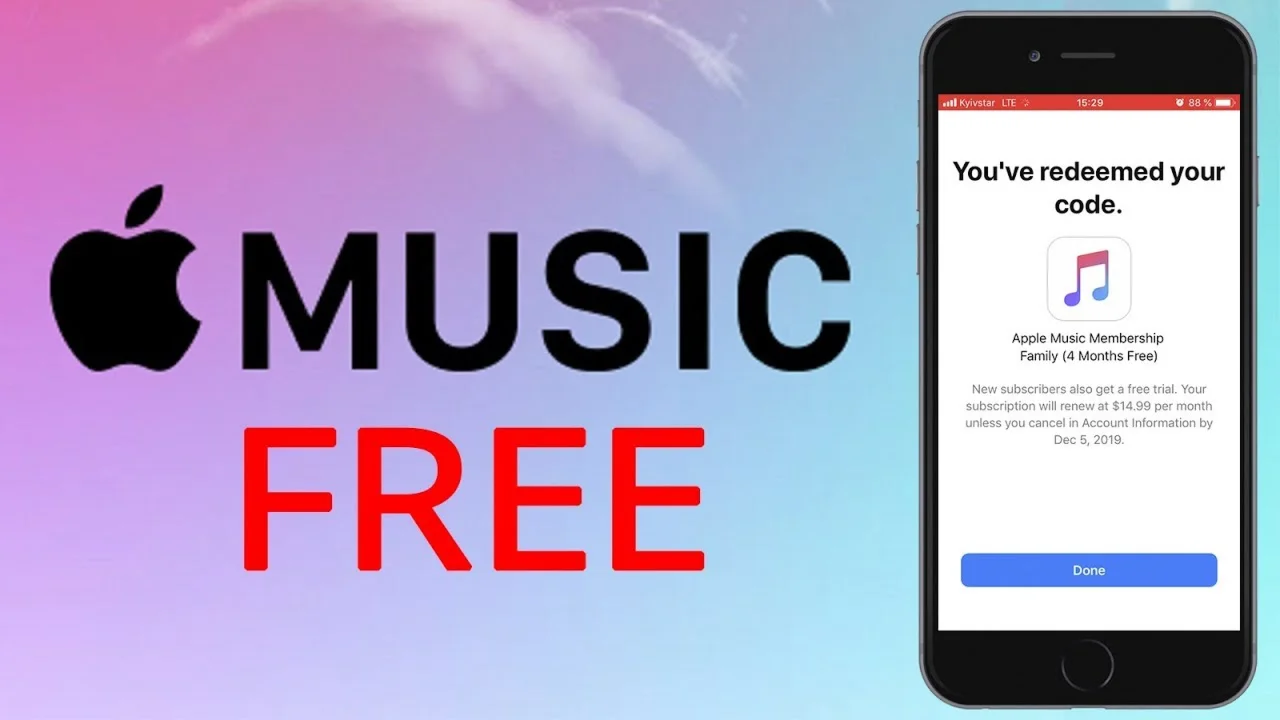 APPLE MUSIC КОД GLOBAL 3 МЕСЯЦА* БЕСПЛАТНОЙ МУЗЫКИ 