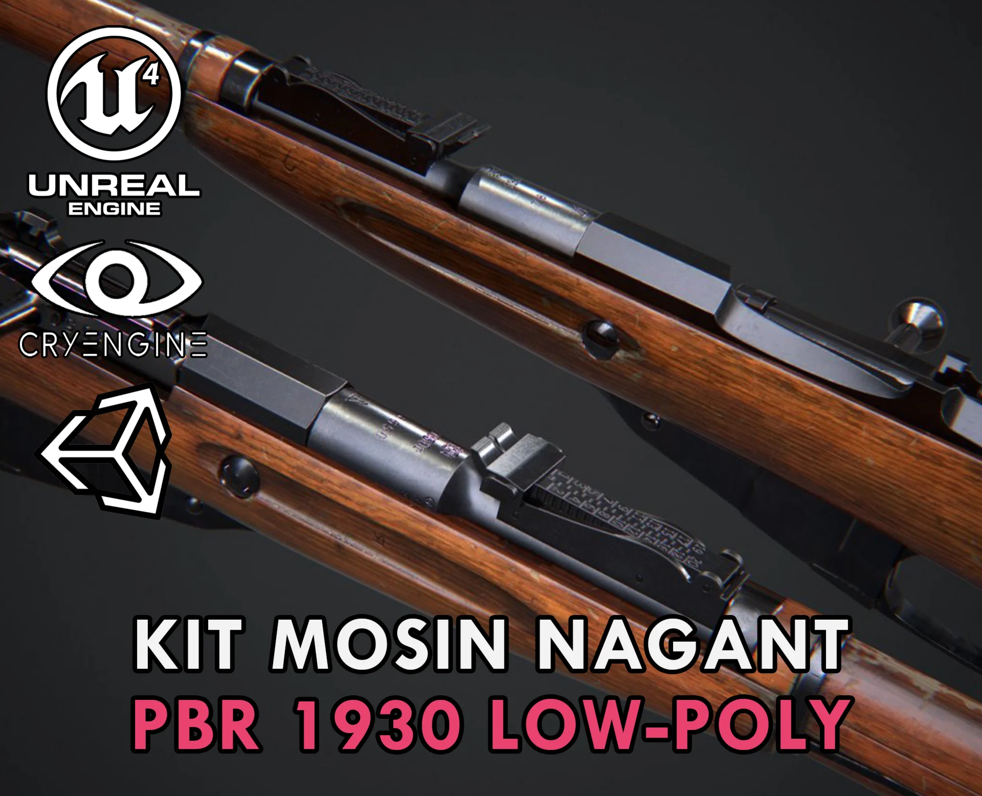 Kit mosin nagant pbr 1930 low-poly