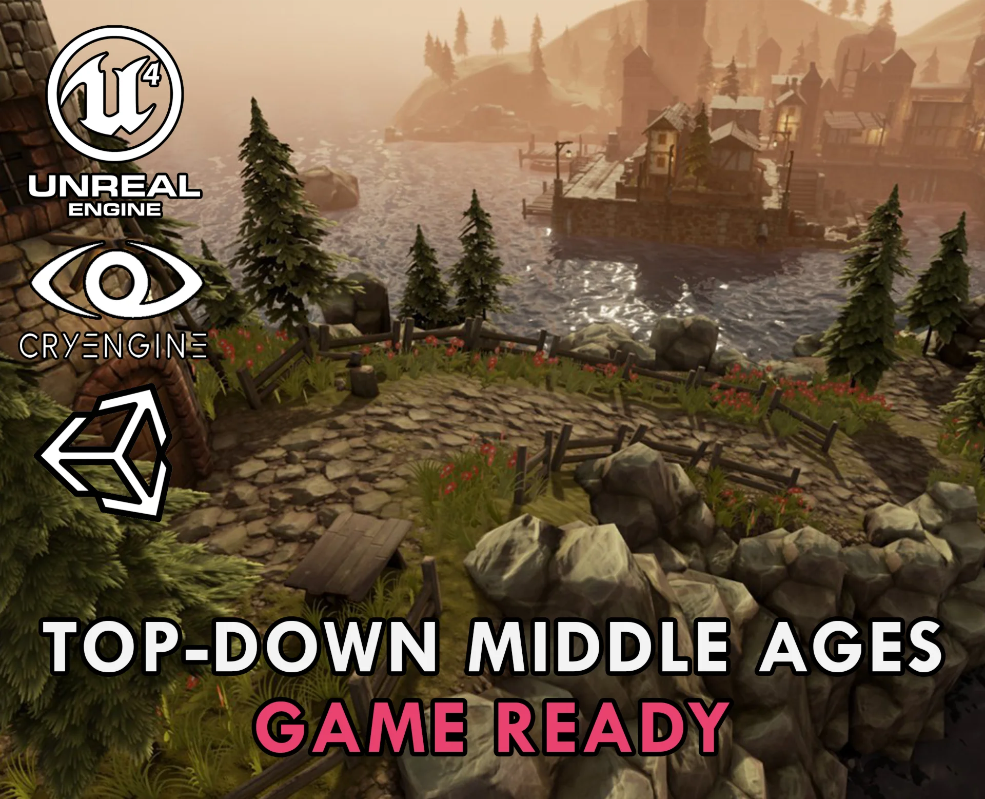 Top-Down Middle Ages City Assets for Game Ready