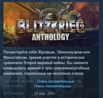 Blitzkrieg Anthology STEAM KEY РФ+СНГ СТИМ ЛИЦЕНЗИЯ