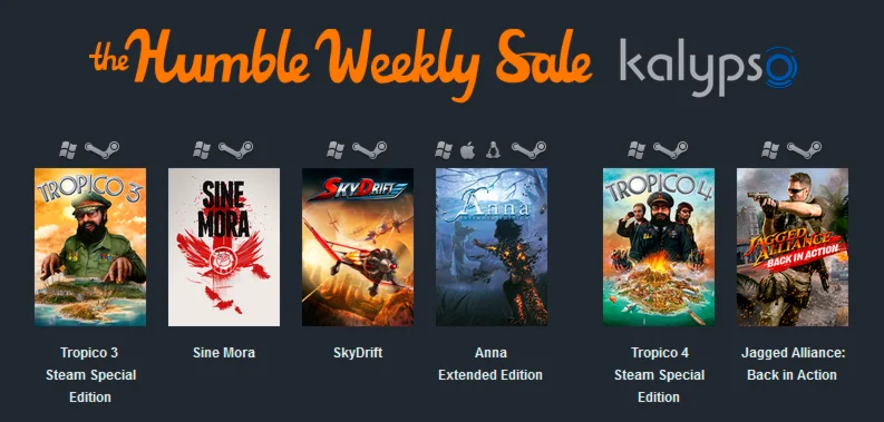 Humble Weekly Sale: Kalypso media и подарок каждому