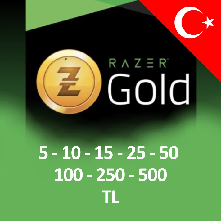 ⭐RAZER GOLD GIFT CARD TURKEY⭐ 5-10-15-25-50-100-500 TL