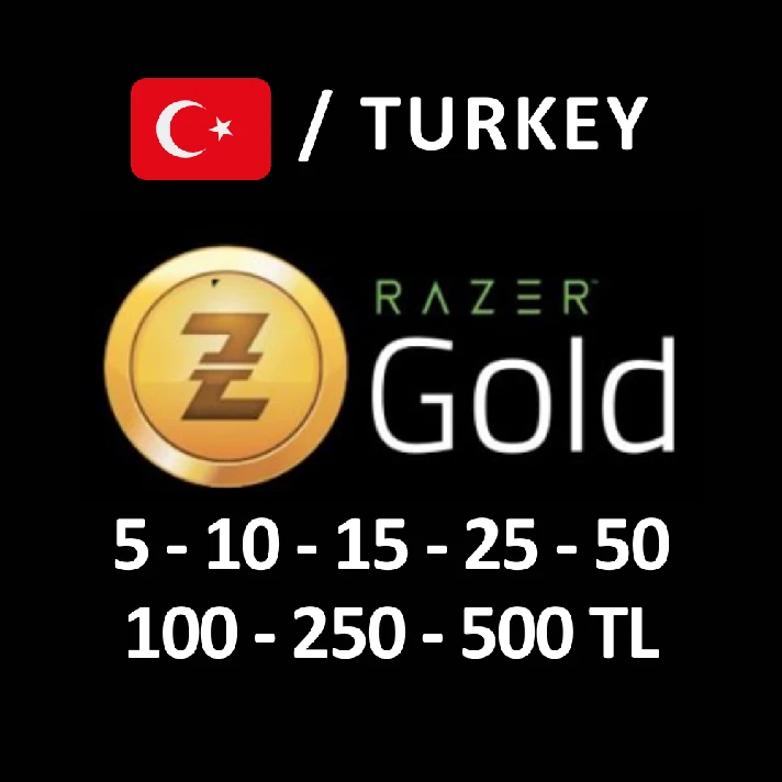 ⭐RAZER GOLD GIFT CARD TURKEY⭐ 5-10-15-25-50-100-500 TL