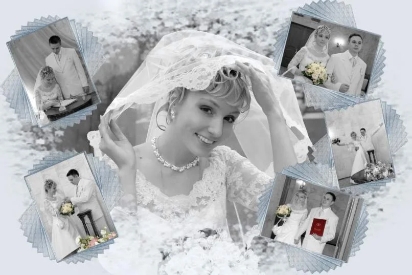 Рамка голубая на 6 фотографий