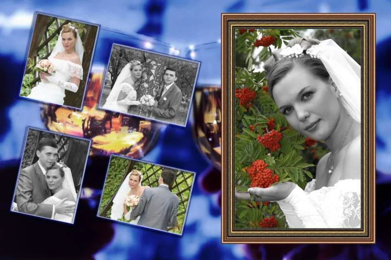 Рамка свадебная синяя