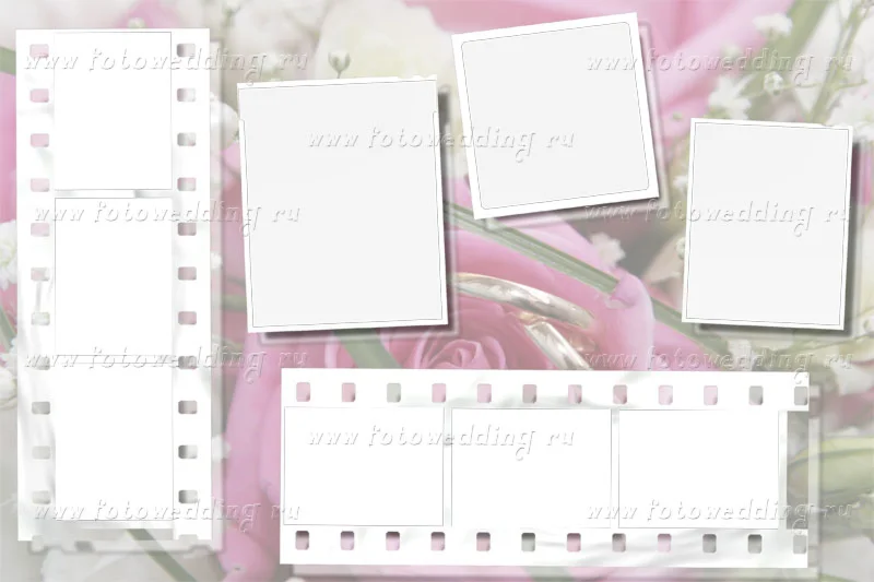 Рамка свадебная, розовая с белой фотопленкой