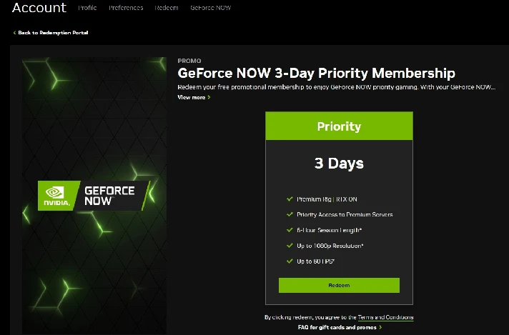 🎮 NVIDIA GEFORCE NOW 👤 ACCOUNT 3 DAYS Priority GFN US