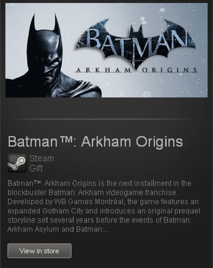 Batman: Arkham Origins - STEAM Gift / ROW / GLOBAL