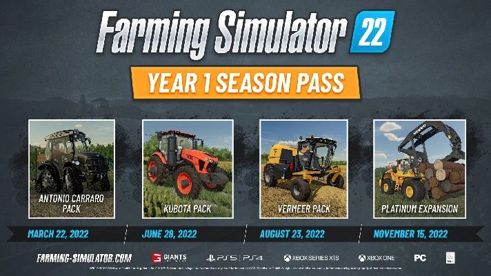 Farming Simulator 22 Year 1 Season Pass DLC (steam key)