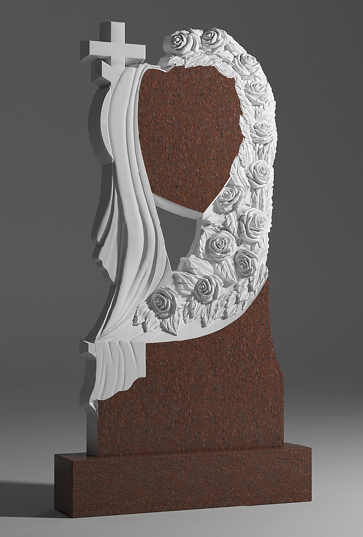 3D model of a monument for CNC milling - Heart and rose