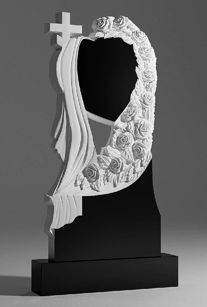 3D model of a monument for CNC milling - Heart and rose