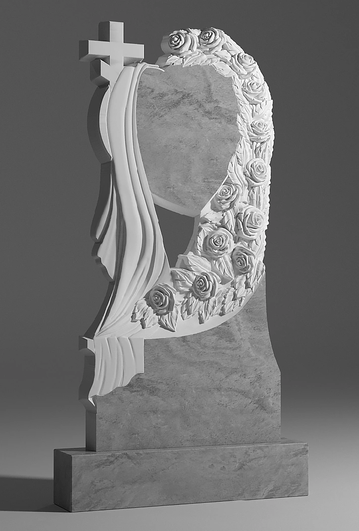 3D model of a monument for CNC milling - Heart and rose