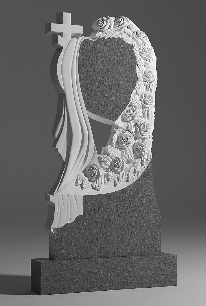 3D model of a monument for CNC milling - Heart and rose