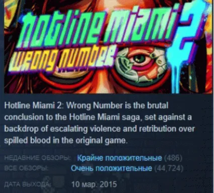 Hotline Miami 2: Wrong Number STEAM РОССИЯ