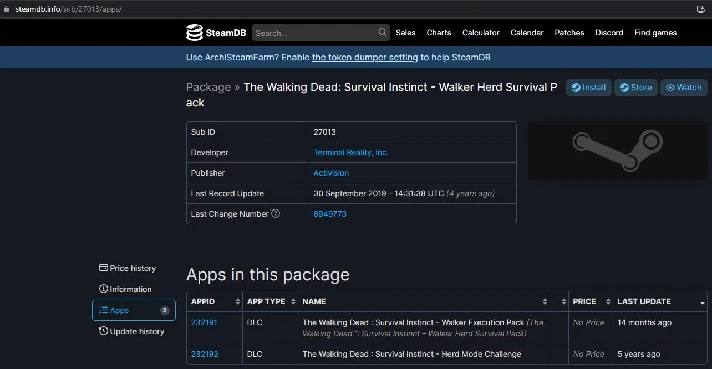 The Walking Dead: Survival Instinct + 2xDLC Steam Gift