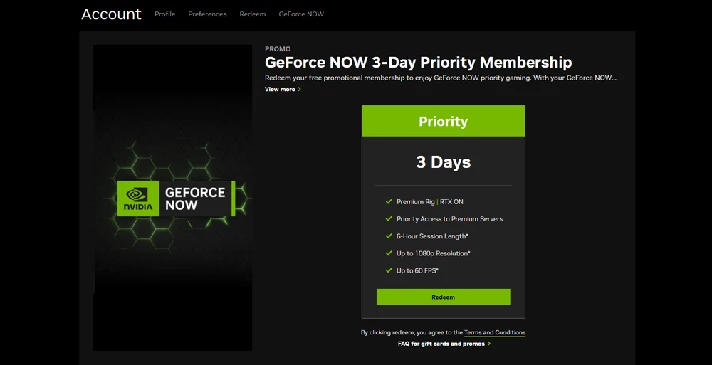 🧡NVIDIA GEFORCE NOW ACOUNT❤️️️Priority 3 DAYS GFN GLOB