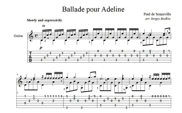 Ballade pour Adeline (Paul de Senneville) guitar cover