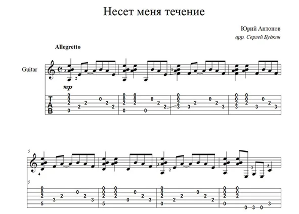 The Current Carries Me (Yuri Antonov) for guitar