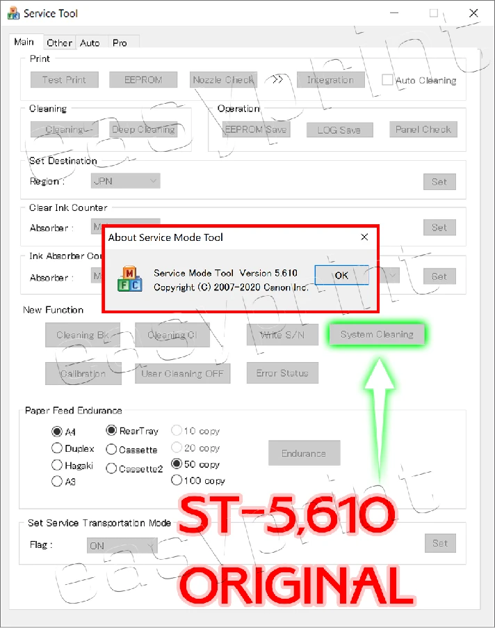 RESET CANON PRINTER - ORIGINAL CANON SERVICE TOOL V5610