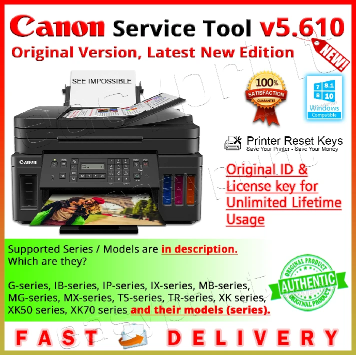 RESET CANON PRINTER - ORIGINAL CANON SERVICE TOOL V5610