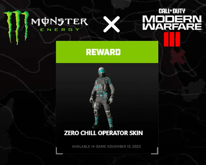 🚀🌎OPERATOR SKIN "ZERO CHILL" MONSTER ENERGY COD MW 3