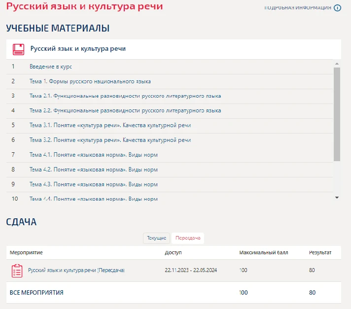 Russian language and speech culture. Test Synergy/MIT 2