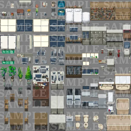 RPG Maker MZ - DorapixelMapChips - Modern JP Interiors
