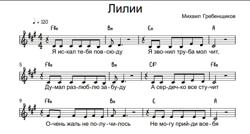 Mikhail Grebenshchikov - Lilies (vocal notes)