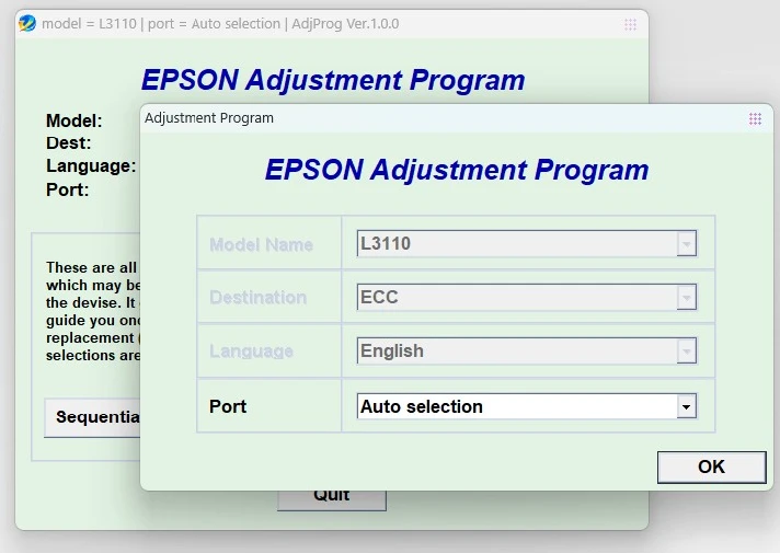 EPSON AdjProg Reset- L3110 L3150 L3151 L3160 L1110