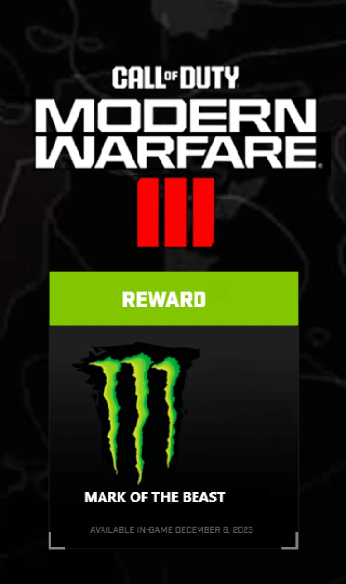 🚀🌎 MARK OF THE BEAST MONSTER ENERGY / CoD MW 3