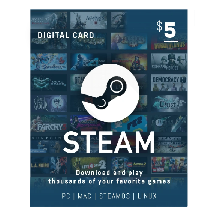 💵 Steam Wallet Gift Card - $5 NOT GLOBAL