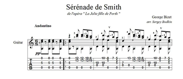 Smith's Serenade (Georges Bizet) for guitar
