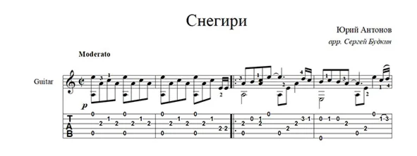 Bullfinches (Yuri Antonov) for guitar
