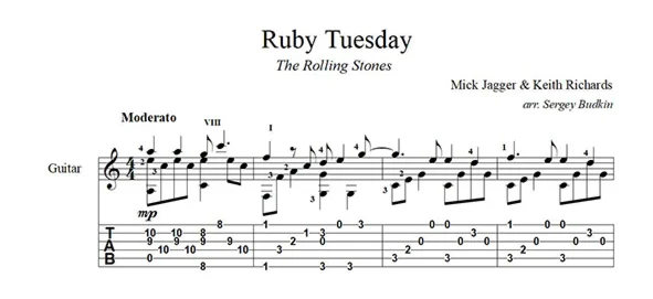 Ruby Tuesday (The Rolling Stones) для гитары