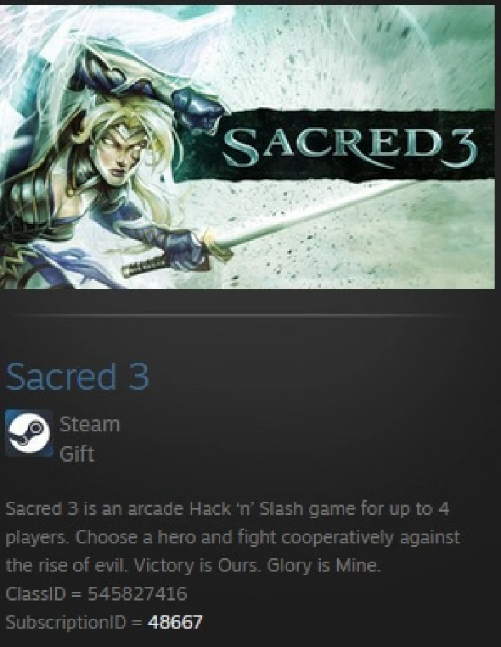 Sacred 3 Pre-Order (Steam Gift Region Free)