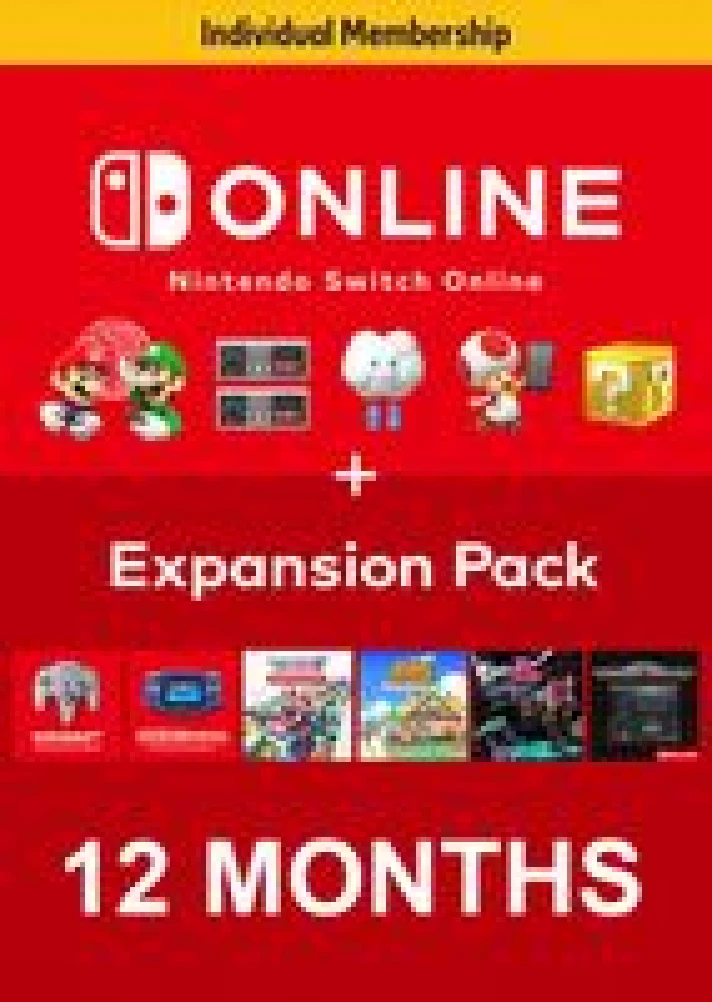 🔥NINTENDO SWITCH ONLINE + EXPANSION PACK 12 MONTHS🔑